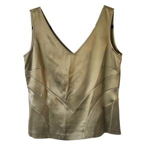 Jones New York 100% silk olive green V-neck blouse size 10